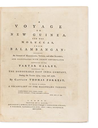 Forrest, Thomas (1729?-1802?) A Voyage to New Guinea and the Moluccas from Balambangan.